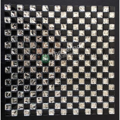 Glass And Carving Resin Mosaic Tile - Black And White